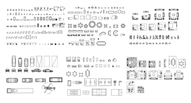 Architectural Drawings, people plan vector interior, living room illustration, top view	