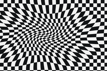 Obraz premium Distorted Checkerboard Pattern with Wavy Optical Illusion