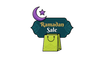 Ramadan sale shopping bag icon.