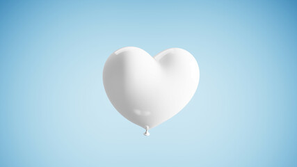 White heart balloon symbolizing love and romance floating on a soft blue background © Photocreo Bednarek