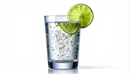 Fototapeta premium Glass of Sparkling Water with Lime.