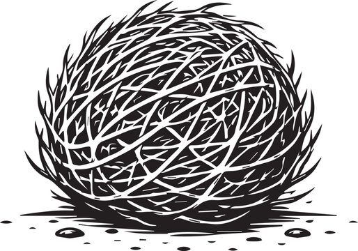 A Tumbleweed's Journey: A solitary tumbleweed rolls across the barren landscape, a resilient emblem of nature's design. capturing a symbol of the American West.