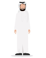 Arab man in gulf traditional clothes  flat vector illustration
