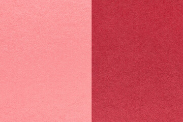 Fototapeta premium Pink red paper texture two color background with vertical split and copy space for template, banner, presentation