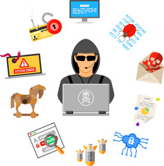 Cyber Crime Concept with Hacker