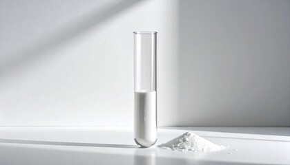 Glass tube with white powder substance. © Ola Ramlan
