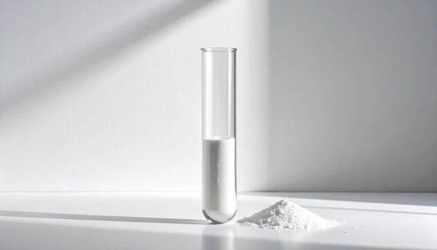 Glass tube with white powder substance.