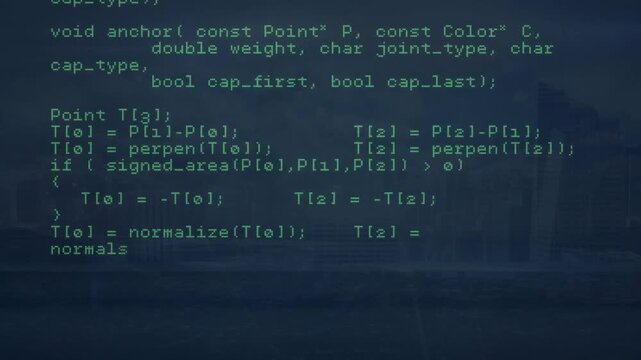 Animation of computer language moving on black background
