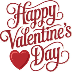 Happy valentines day typography with red heart icon - love symbol. Vector design for greeting card or invitation. Vintage background. Holiday lettering text. Isolated...