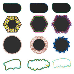 set of labels and stickers and background .....