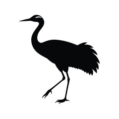 Fototapeta premium Elegant crane silhouette vector illustration design, A detailed black and white silhouette of a crane in a vector illustration design