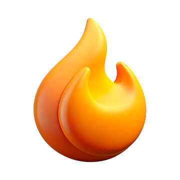 3D Flame Icon &ndash; Stylized Fire Emoji in Orange and Yellow
