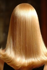 Naklejka premium Long shiny blonde hair from the back
