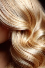 Naklejka premium Close-up of wavy, blonde hair, highlighting texture and color
