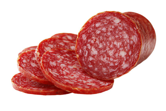 Artisan salami sausage isolated on transparent background