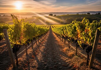 Fototapeta premium Vineyard at sunset