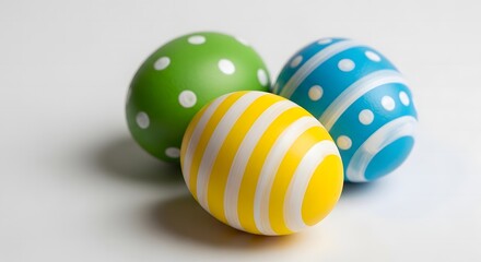 Easter sunday decorative eggs in yellow green and blue colors