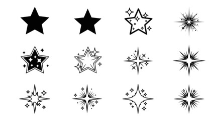 Obraz premium Collection of diverse star icons, each capturing a unique essence of cosmic luminescence and