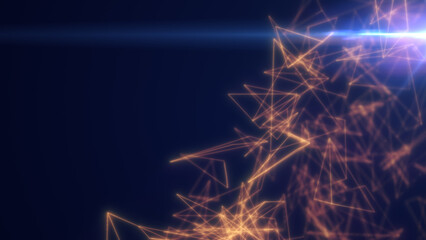 Fototapeta premium Abstract golden polygonal network of glowing lines and nodes forming a futuristic digital connection structure