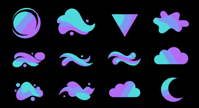 Trendy fluid abstract shapes with vivid colors, creating a modern and energetic design