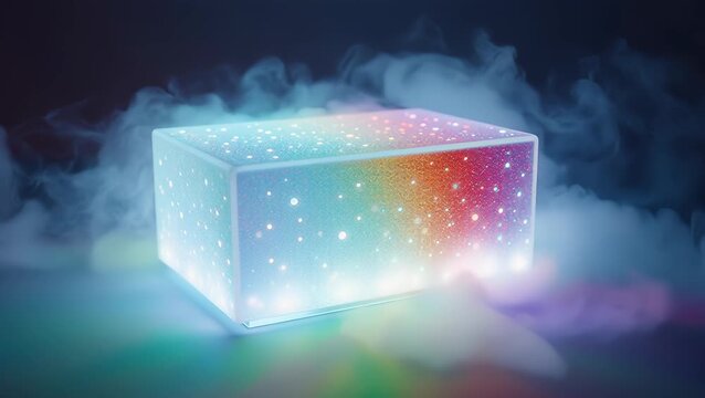 Colorful Light Box with Smoke Effect in Vibrant Atmosphere