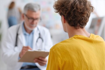 Fototapeta premium Doctor-Patient Consultation in Clinic Setting