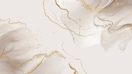 Elegant Abstract Background with Golden Veins and Soft Fluid Beige and Cream Watercolor Textures, Ideal for Luxury Designs and Artistic Branding
