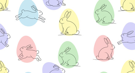 Fototapeta premium Colorful Easter Eggs and Rabbits Pattern Illustration