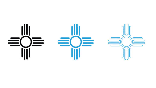 A collection of Zia symbols in different colors on a white background