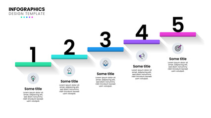 Infographic template. Stairs with numbers and 5 steps