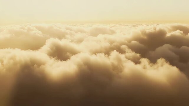Golden cloudscape extending endlessly across a diffused horizon, forming a beautiful, serene, and soft abstract background with a warm, natural gradient