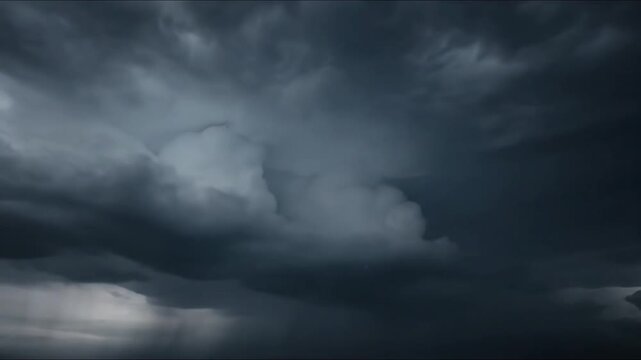 Dark Stormy Clouds Gathering Over Ocean.