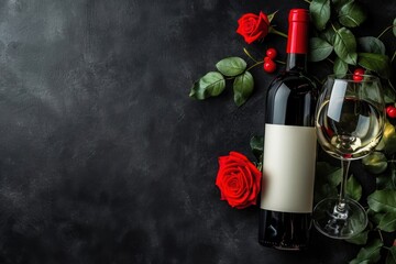 Obraz premium Bottle flower wine rose.