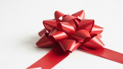 Red gift bow with ribbon, studio shot