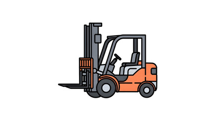 Naklejka premium Forklift orange and gray with black forks and wheels