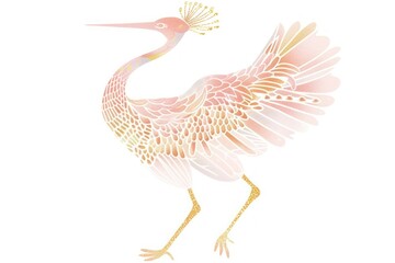 Fototapeta premium Crane chinese animal bird white background.