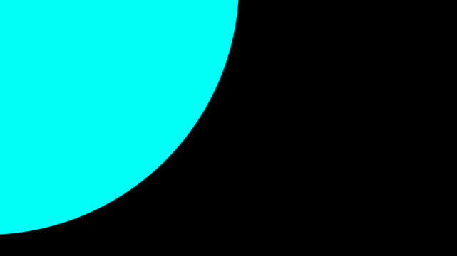 Cyan half circle on black background shape