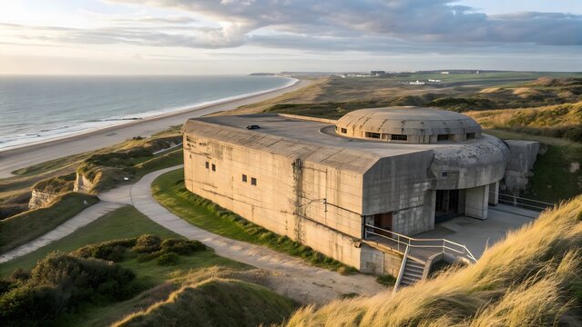 Concrete Bunker on Beach Coastal Defence during Wartime