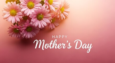 Obraz premium Happy mother's day greeting with pink flowers