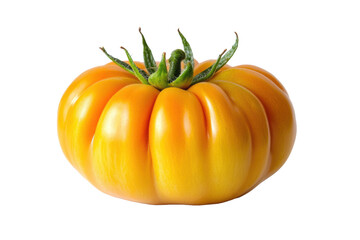 Obraz premium Bright yellow tomato with rounded shape placed on a transparent background