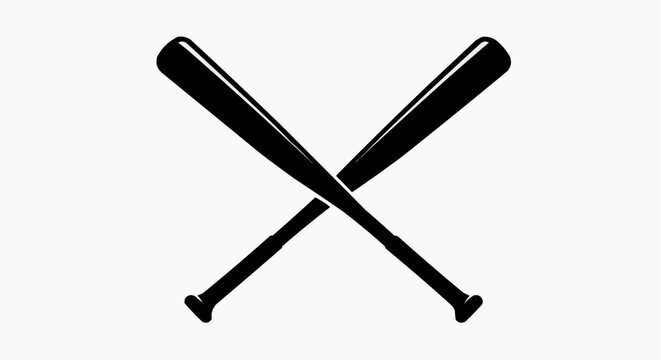 Classic Crossed Baseball Bats Silhouette Icon