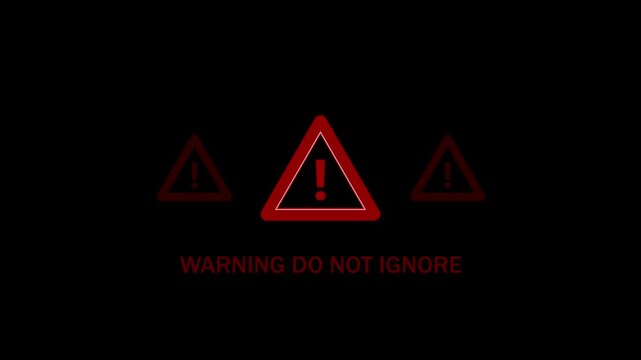 Warning: Do not ignore alert warning. Cyber security defense and secure digital systems protection against cyber attacks. Urgent threat notification concept
