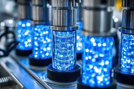 Glowing crystalline formations inside a next-generation solid-state battery.