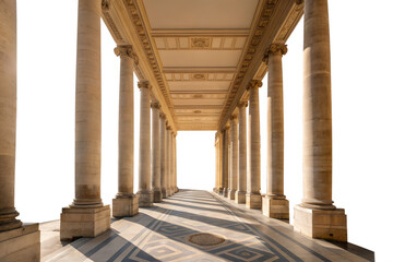 Fototapeta premium classical architecture, stone columns, neoclassical style, symmetrical composition, elegant proportions, realistic lighting, minimal decoration, no people, no text, no logos, commercial stock style