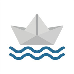 Paper boat floating illustration, Kids toy clipart, Playtime Digital File, Children Game Toy Art