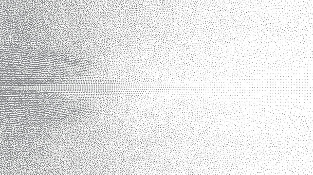 Gradual transition from dense grey dots to sparse grey dots against white background pattern texture