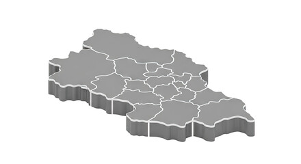 Fototapeta premium 3D Map of North Macedonia with Administrative Divisions