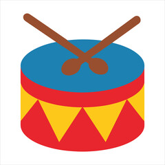 Toy Drum with Drumsticks illustration, Kids toy clipart, Playtime Digital File, Children Game Toy Art