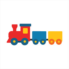 Toy Train with Engine and Cars illustration, Kids toy clipart, Playtime Digital File, Children Game Toy Art