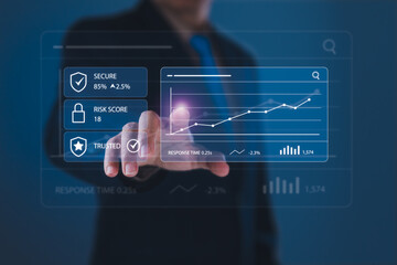 Fototapeta premium Digital security dashboard with risk score and performance analytics
